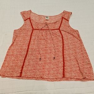 Lucky Brand Red&White Pattern Sleeveless Top